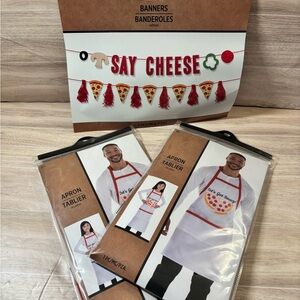 Let's Get Saucy Pizza Apron & Banner set
